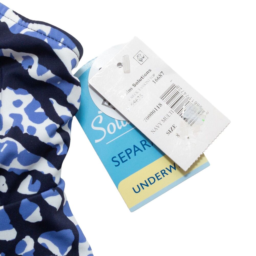 Swim Solutions Size 8 Women's Navy Multi Animal‎ Print Underwire Tankini Top New - Picture 6 of 6